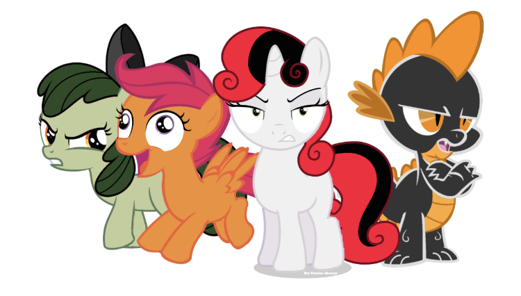 Size: 750x426 | Tagged: artist needed, safe, artist:vector-brony, artist:yetioner, derpibooru import, edit, editor:undeadponysoldier, apple bloom, scootaloo, spike, sweetie belle, wild card, dragon, pony, elements of insanity, angry, annoyed, apple bloom is not amused, assspike, assspike is not amused, creepy belle, creepy belle is not amused, cutie mark creeps, cutie mark crusaders, derp, faic, female, filly, francie bloom, francie bloom is not amused, grumpy, karateloo, looking at you, simple background, spike is not amused, unamused, white background, wings