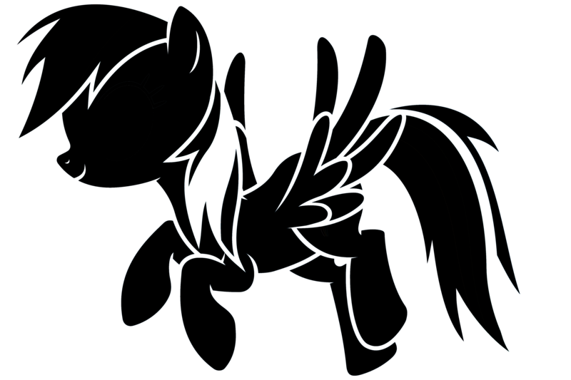 Size: 4500x3000 | Tagged: safe, artist:cheesepuffs, derpibooru import, rainbow dash, pegasus, pony, female, mare, monochrome, simple background, smiling, solo, spread wings, transparent background, wings