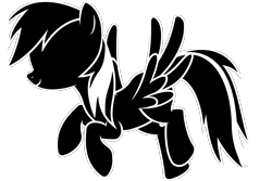 Size: 4500x3000 | Tagged: safe, artist:cheesepuffs, derpibooru import, rainbow dash, pegasus, pony, female, mare, monochrome, simple background, smiling, solo, spread wings, transparent background, wings