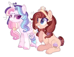 Size: 1019x784 | Tagged: safe, artist:moon-rose-rosie, derpibooru import, oc, oc:celestial moon, oc:chocolate sprinkles, alicorn, pony, alicorn oc, crown, female, horn, jewelry, regalia, sitting, sparkly mane, wings