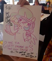 Size: 2268x2639 | Tagged: safe, artist:threetwotwo32232, derpibooru import, princess celestia, alicorn, pony, alcohol, convention:alicon, convention:alicon 2019, drinking, drunk, female, glass, mare, signature, traditional art, wine, wine glass, word of god