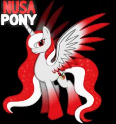 Size: 866x923 | Tagged: safe, artist:auveiss, derpibooru import, edit, oc, oc:indonisty, unofficial characters only, alicorn, pony, alicorn oc, black background, horn, indonesia, nation ponies, nusaponycon, simple background, solo, wings