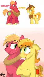 Size: 1132x1992 | Tagged: safe, artist:siggyderp, derpibooru import, edit, editor:fluttershyisnot adoormat, big macintosh, braeburn, pony, applecest, blushing, braemac, cousin incest, gay, incest, male, shipping