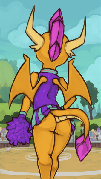 Size: 1070x1897 | Tagged: 2 4 6 greaaat, artist:marsminer, ass, bottomless, butt, cheerleader, cheerleader outfit, cheerleader smolder, clothes, derpibooru import, dragon, dragoness, female, implied foalcon, legs, miniskirt, partial nudity, pleated skirt, pom pom, rear view, skirt, skirt lift, smolder, smolderriere, solo, solo female, suggestive, technically an upskirt shot, thighs