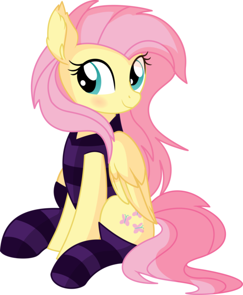 Size: 5814x7059 | Tagged: safe, artist:cyanlightning, derpibooru import, fluttershy, pegasus, pony, .svg available, absurd resolution, beautiful, chest fluff, clothes, cute, ear fluff, female, folded wings, mare, shyabetes, simple background, sitting, socks, solo, standing, stockings, striped socks, thigh highs, transparent background, vector, wings