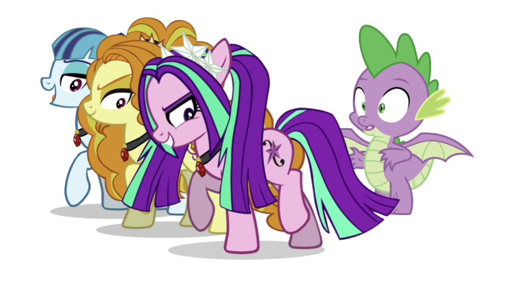 Size: 750x413 | Tagged: safe, derpibooru import, edit, editor:undeadponysoldier, vector edit, adagio dazzle, sonata dusk, spike, ponified, dragon, earth pony, pony, equestria girls, rainbow rocks, adagiospike, ariaspike, bedroom eyes, confused, equestria girls ponified, female, male, mare, ponified siren, shipping, simple background, spinata, spread wings, straight, vector, white background, wingboner, winged spike, wings