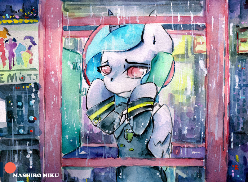 Size: 3285x2409 | Tagged: safe, artist:mashiromiku, derpibooru import, oc, oc:mimi, pony, patreon, patreon logo, traditional art, watercolor painting