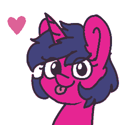 Size: 512x512 | Tagged: safe, artist:dsp2003, derpibooru import, oc, oc:fizzy pop, pony, unicorn, :p, animated, female, gif, heart, mare, pixel art, simple animation, simple background, tongue out, white background