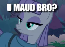 Size: 1463x1067 | Tagged: caption, derpibooru import, edit, edited screencap, image macro, maud pie, pun, safe, screencap, solo, student counsel, text, u mad, u maud, you mad bro