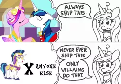 Size: 916x637 | Tagged: safe, artist:threetwotwo32232, derpibooru import, edit, edited screencap, screencap, princess cadance, shining armor, pony, a canterlot wedding, always ship this, exploitable meme, female, implied infidelity, male, meme, shiningcadance, shipping, straight