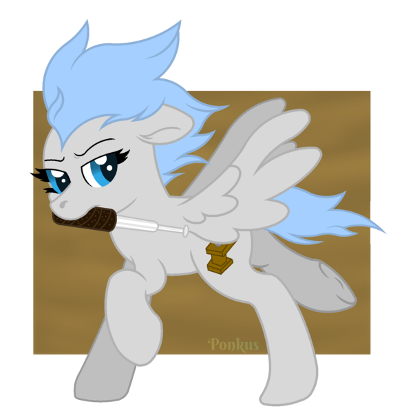 Size: 1800x1800 | Tagged: safe, artist:ponkus, derpibooru import, oc, oc:arctic charm, unofficial characters only, pegasus, pony, fallout equestria, baton, female, mare, solo