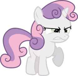 Size: 1056x1024 | Tagged: safe, artist:ex-machinart, derpibooru import, sweetie belle, pony, unicorn, angry, female, filly, raised hoof, simple background, solo, transparent background, vector
