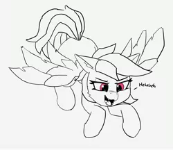 Size: 3464x2993 | Tagged: safe, artist:pabbley, derpibooru import, rainbow dash, pegasus, pony, secrets and pies, adorapiehater, cute, daaaaaaaaaaaw, dashabetes, evil grin, evil pie hater dash, fangs, female, giggling, grin, hnnng, imminent snuggles, laughing, mare, monochrome, neo noir, open mouth, pabbley is trying to murder us, partial color, smiling, solo, spread wings, wings