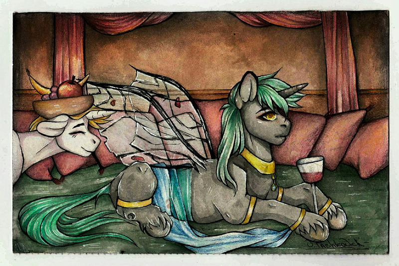 Size: 2625x1753 | Tagged: safe, artist:nikameowbb, derpibooru import, oc, oc:04, changeling, original species, pegasus, pony, unicorn, advertisement, background pony, colored, commission, commission info, drawing, male, paint, painting, pencil, traditional art, watercolor painting