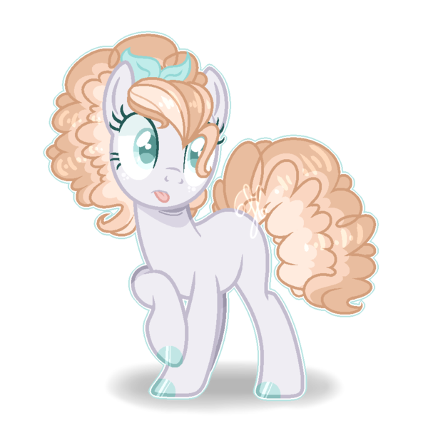 Size: 976x954 | Tagged: safe, artist:6-fingers-lover, derpibooru import, oc, oc:peach pie, unofficial characters only, earth pony, pony, female, mare, offspring, parent:cheese sandwich, parent:maud pie, parents:maudwich, simple background, solo, tongue out, transparent background