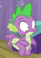 Size: 755x1071 | Tagged: safe, derpibooru import, screencap, spike, dragon, a trivial pursuit, claws, cropped, male, solo, tail, toes, winged spike, wings