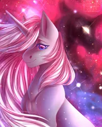 Size: 800x1000 | Tagged: safe, artist:sadelinav, derpibooru import, oc, pony, unicorn, bust, female, mare, portrait, solo, space