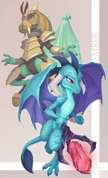 Size: 780x1280 | Tagged: armor, artist:loupgarou, bloodstone scepter, derpibooru import, dragon, dragon armor, dragoness, dragon lord ember, female, gauntlet of fire, princess ember, safe