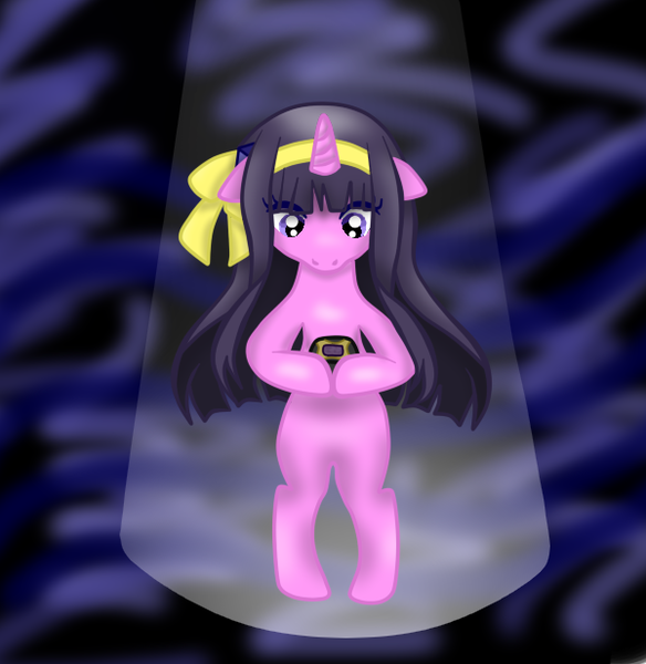 Size: 600x616 | Tagged: safe, artist:purpleloverpony, derpibooru import, ponified, pony, unicorn, bipedal, charm, female, floppy ears, hair ribbon, hoof hold, jewelpet, lady jewelpet, lillian (lady jewelpet), mare, music box, sanrio, sega, solo