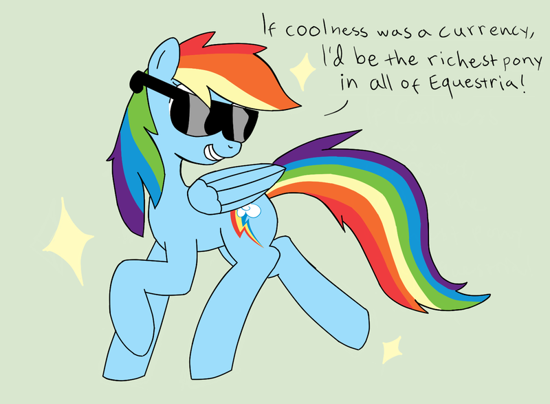 Size: 1500x1100 | Tagged: safe, artist:majupaju, derpibooru import, rainbow dash, pony, cooler, grin, smiling, sunglasses