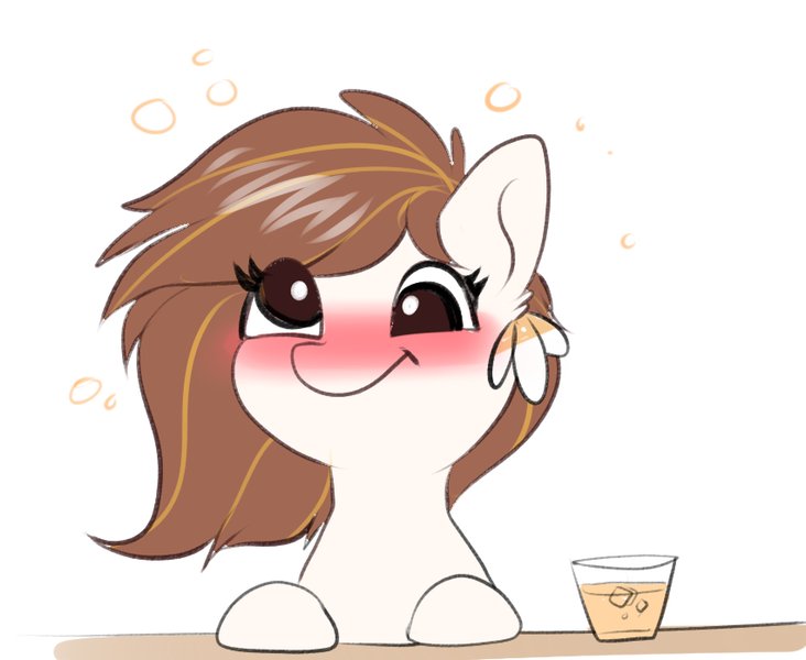 Size: 851x698 | Tagged: source needed, safe, artist:confetticakez, derpibooru import, oc, oc:raven sun, earth pony, pony, alcohol, beer, blushing, cute, derp, drunk, drunk bubbles, female, mare