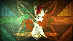 Size: 3840x2160 | Tagged: artist:aeonkrow, artist:laszlvfx, autumn blaze, cloven hooves, cute, derpibooru import, edit, female, grin, kirin, lidded eyes, raised eyebrow, raised hoof, safe, smiling, solo, wallpaper, wallpaper edit