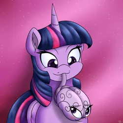 Size: 2000x2000 | Tagged: safe, artist:novaspark, derpibooru import, twilight sparkle, twilight sparkle (alicorn), alicorn, pony, :3, blushing, brain, brainy twilight, duality, mouth hold, smiling, twolight, wat