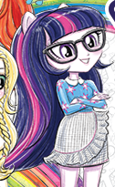 Size: 126x205 | Tagged: safe, artist:ritalux, derpibooru import, applejack, sci-twi, sunset shimmer, twilight sparkle, equestria girls, equestria girls series, spoiler:eqg series (season 2), clothes, cropped, cute, female, glasses, miniskirt, moe, picture for breezies, ponied up, pony ears, skirt, smiling