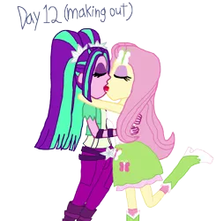 Size: 2108x2147 | Tagged: safe, artist:bigpurplemuppet99, derpibooru import, aria blaze, fluttershy, equestria girls, ariashy, female, flutterblaze, kissing, lesbian, shipping, tongue out