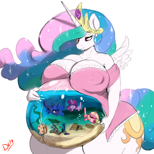 Size: 2000x2000 | Tagged: alternate version, anthro, artist:thelunarmoon, belly button vore, breasts, busty princess celestia, cork, derpibooru import, erect nipples, fetish, fish, fish bowl, fishified, inflation, multiple prey, nipple outline, preylight, princess cadance, princess celestia, princess luna, princess vorestia, queen chrysalis, simple background, species swap, suggestive, transparent background, twilight sparkle, vore, wat, water inflation