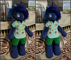 Size: 2000x1700 | Tagged: alicorn, anthro, anthro plushie, artist:burgunzik, bipedal, clothes, derpibooru import, hawaiian shirt, irl, photo, plushie, princess luna, safe, shirt, solo, unguligrade anthro