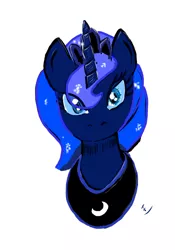 Size: 722x1032 | Tagged: safe, artist:ciaran, derpibooru import, princess luna, alicorn, pony, bust, female, jewelry, looking at you, mare, portrait, regalia, simple background, solo, white background