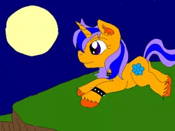 Size: 1024x768 | Tagged: safe, artist:wolfspiritclan, derpibooru import, oc, pony, unicorn, cliff, moonlight, original character do not steal, velvet violet