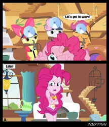 Size: 640x743 | Tagged: safe, derpibooru import, edit, edited screencap, editor:teren rogriss, screencap, apple bloom, pinkie pie, scootaloo, sweetie belle, earth pony, pegasus, pony, unicorn, equestria girls, equestria girls series, forgotten friendship, stare master, the one where pinkie pie knows, clothes, cutie mark crusaders, female, filly, fluttershy's cottage, foal, hammer, hooves, modular, mouth hold, one-piece swimsuit, open mouth, pinkie pieces, sad, shivering, swimsuit, wings