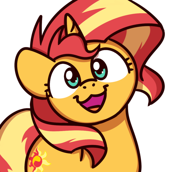 Size: 1000x1000 | Tagged: safe, artist:sugar morning, derpibooru import, sunset shimmer, pony, unicorn, :3, bust, cute, faic, female, looking at you, mare, shimmerbetes, simple background, smiling, solo, sugar morning's smiling ponies, transparent background