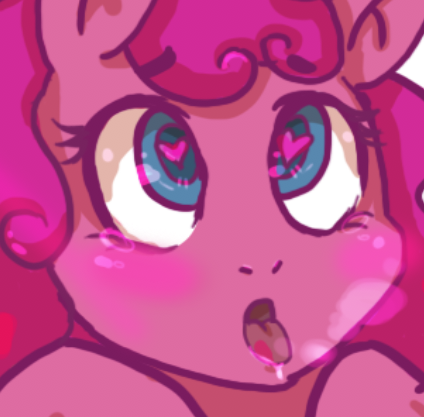 Size: 424x417 | Tagged: questionable, artist:jaegerjaques, artist:juspeczik, derpibooru import, pinkie pie, earth pony, pony, cross-eyed, heart eyes, hooves, open mouth, solo, wingding eyes