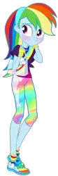 Size: 678x2048 | Tagged: dead source, safe, artist:sapphiregamgee, derpibooru import, edit, rainbow dash, equestria girls, equestria girls series, clothes, cropped, female, geode of super speed, leggings, magical geodes, pants, shoes, simple background, sneakers, solo, transparent background