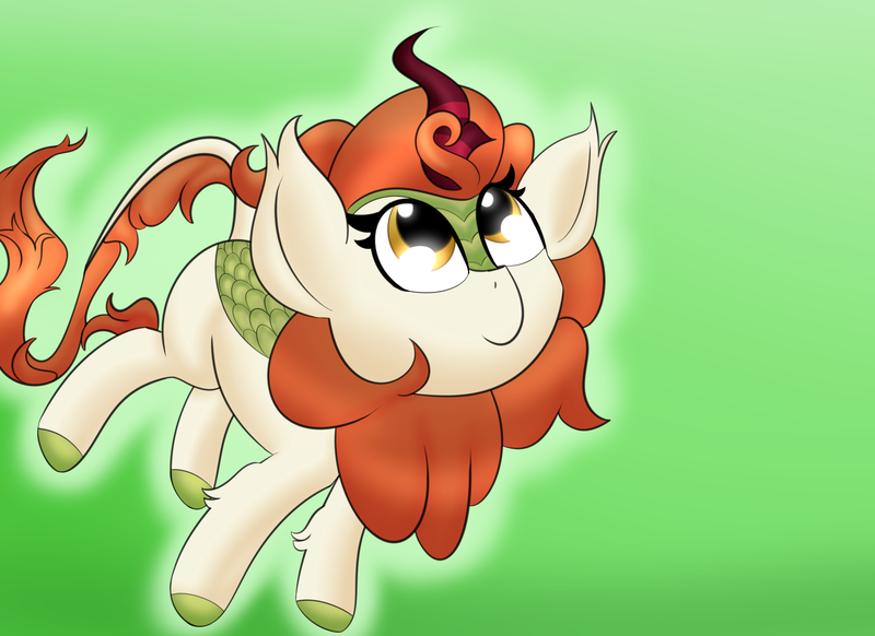 Size: 2200x1600 | Tagged: artist:nevaylin, autumn blaze, cute, derpibooru import, female, gradient background, kirin, looking up, safe, smiling, solo, sounds of silence, standing