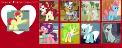 Size: 1280x507 | Tagged: bright mac, cherry jubilee, chickadee, cup cake, derpibooru import, fleetfoot, implied swinging, marble pie, mayor mare, ms. peachbottom, safe, zecora