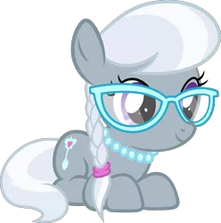 Size: 3500x3523 | Tagged: safe, artist:slb94, derpibooru import, silver spoon, earth pony, pony, cute, glasses, ponyloaf, silverbetes, simple background, transparent background, vector