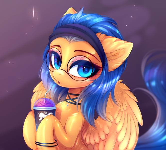 Size: 4444x4001 | Tagged: safe, artist:magnaluna, derpibooru import, oc, oc:abacus, unofficial characters only, pegasus, pony, chest fluff, commission, female, glasses, looking at you, mare, solo, ych result