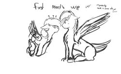 Size: 4000x2445 | Tagged: safe, artist:cottonheart05, derpibooru import, oc, oc:cotton heart, hippogriff, pegasus, pony, comic, comic cover, couple, female, hippogriff oc, love, male, pegasus oc, sketch, wings, wip