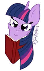 Size: 1400x2254 | Tagged: safe, artist:puperhamster, derpibooru import, twilight sparkle, alicorn, pony, book, bust, portrait, reading, solo