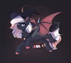 Size: 1600x1416 | Tagged: safe, artist:nightskrill, derpibooru import, oc, bat pony, pony, adoptable, bat pony oc, bat wings, deviantart watermark, hat, obtrusive watermark, watermark, wings, witch hat