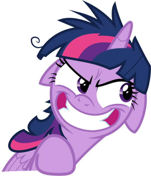 Size: 6850x8000 | Tagged: safe, artist:lahirien, derpibooru import, twilight sparkle, twilight sparkle (alicorn), alicorn, pony, a trivial pursuit, .ai available, absurd resolution, crazy face, faic, female, floppy ears, grin, insanity, messy mane, simple background, smiling, transparent background, twilighting, twilynanas, vector