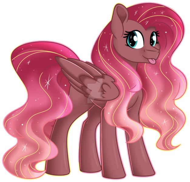 Size: 1920x1839 | Tagged: safe, artist:missmele-madness, derpibooru import, oc, pegasus, pony, :p, deviantart watermark, female, magical lesbian spawn, mare, mlem, obtrusive watermark, offspring, parent:fluttershy, parent:princess luna, parents:lunashy, silly, simple background, solo, tongue out, transparent background, watermark