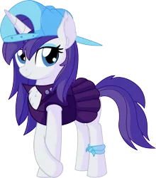 Size: 6134x6978 | Tagged: safe, artist:cyanlightning, derpibooru import, rarity, pony, unicorn, .svg available, absurd resolution, alternate hairstyle, backwards ballcap, baseball cap, cap, chest fluff, disguise, ear fluff, female, hat, looking at you, mare, plainity, punk, raripunk, simple background, solo, transparent background, vector