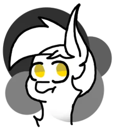 Size: 294x294 | Tagged: safe, artist:theartisttree, derpibooru import, oc, oc:theartisttree, earth pony, pony, black and white, circle, colored eyes, grayscale, head shot, monochrome, scrunchy face, solo