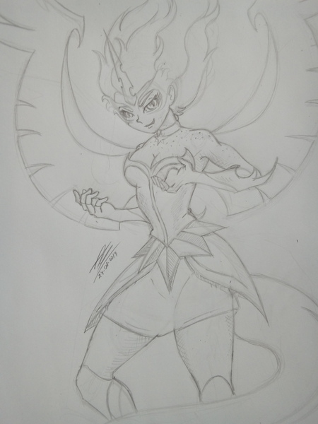 Size: 2448x3264 | Tagged: safe, artist:kenuma, derpibooru import, twilight sparkle, human, equestria girls, armpits, freckles, humanized, legs, long hair, midnight sparkle, pencil drawing, sketch, traditional art, wings, witch