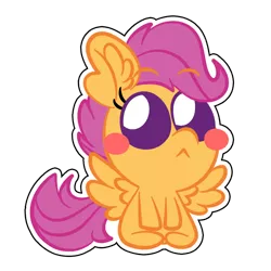 Size: 1000x1000 | Tagged: safe, artist:amethystcutey, derpibooru import, scootaloo, pegasus, pony, blush sticker, blushing, chibi, cute, cutealoo, female, filly, simple background, solo, transparent background